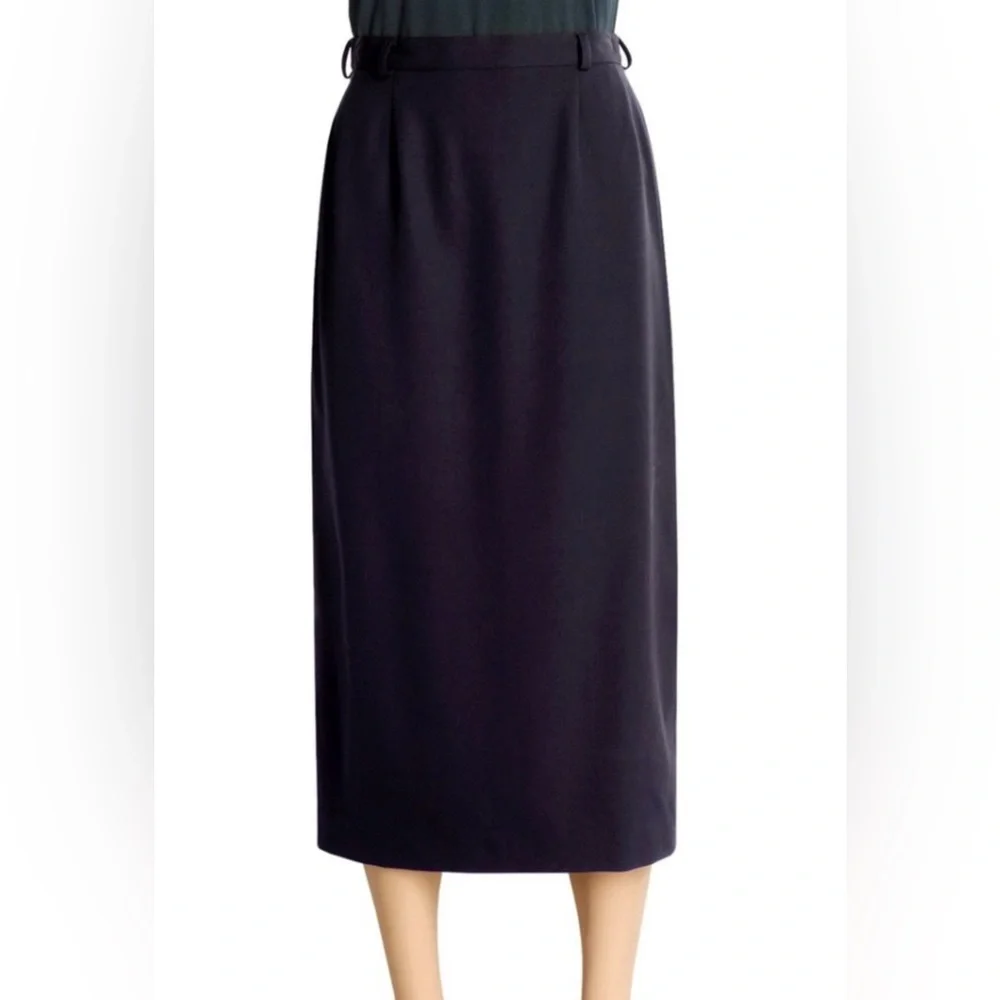 Vintage Austin Reed Worsted Wool Navy Pencil Skirt Lined Straight Office Size 8 - Picture 1 of 8